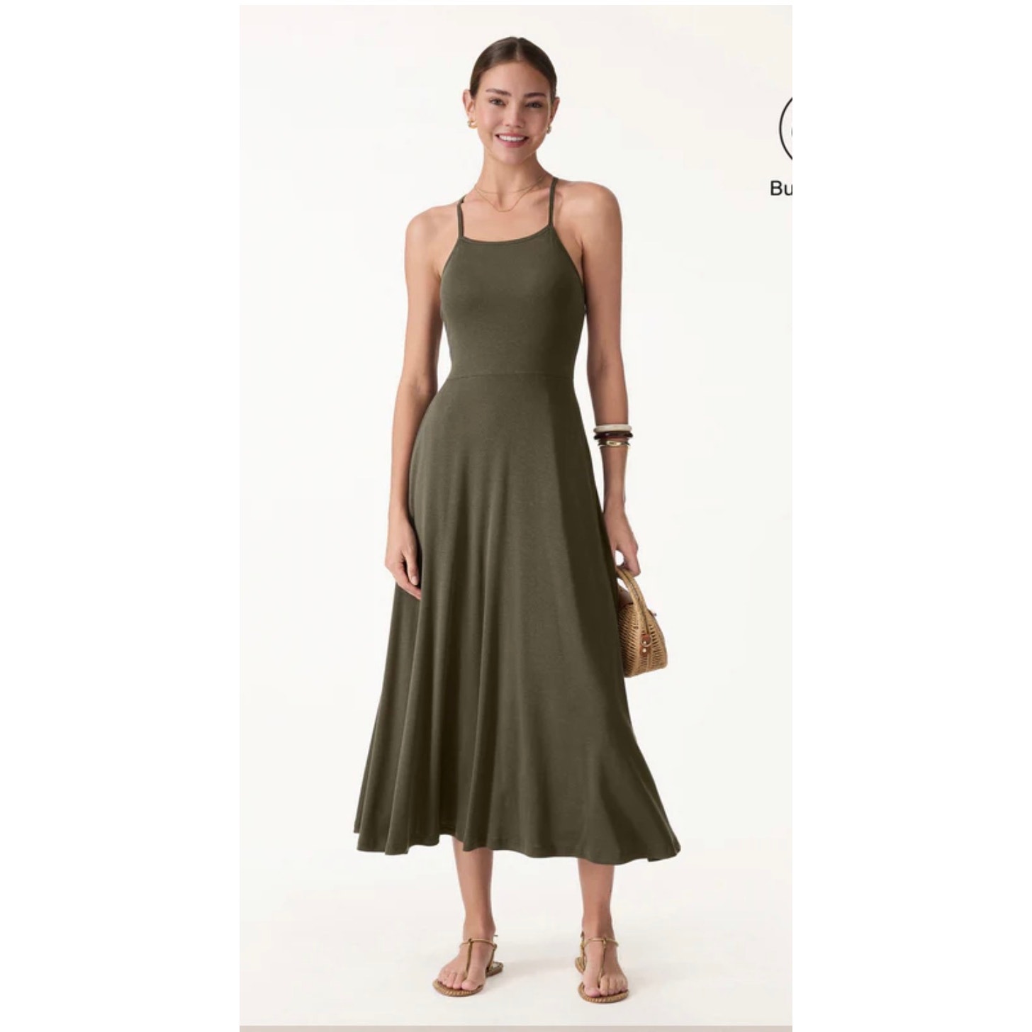 Ogl Move Crossback Midi Dress Built In Bra Fit Flare Women's Size Xl New Nwt